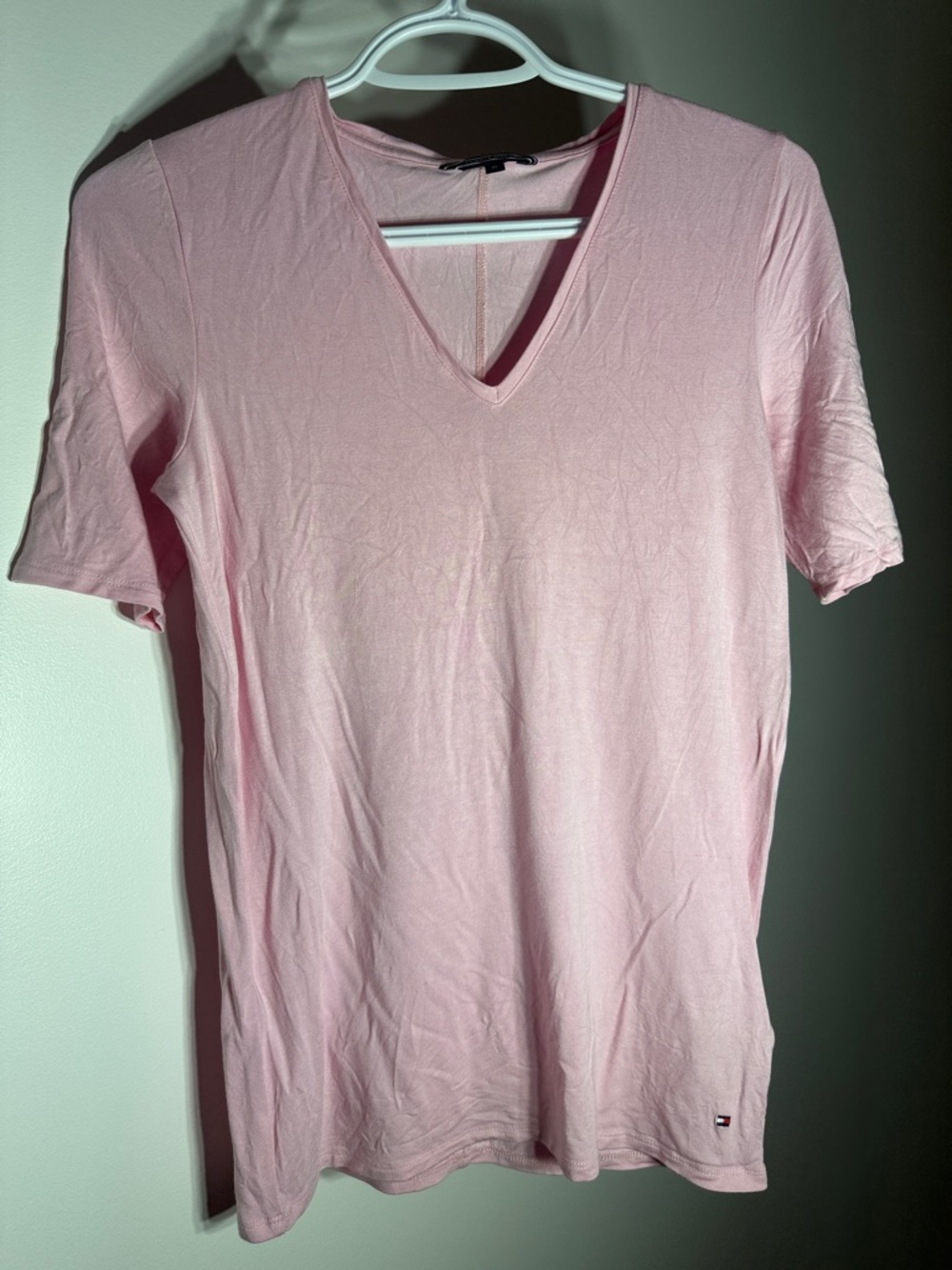 Tommy Hilfiger Pink Crewneck Tee with Signature Trim